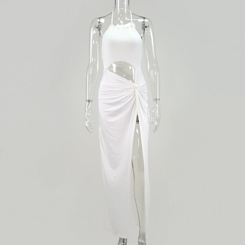 Women's Sexy Fashion Halter Neck Cutout Lace-Up Long Skirt
