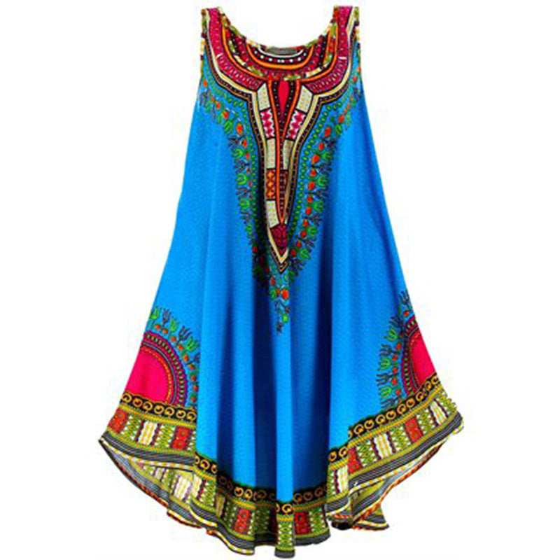 Summer Ethnic Style Loose Large Size Printed Dress
