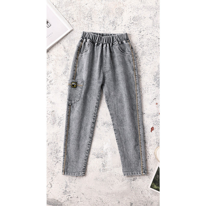 Kids Boys Jeans Baby Clothes Classic Pants Children Denim Clothing Boy Casual Bowboy Long Trousers 5-13Y