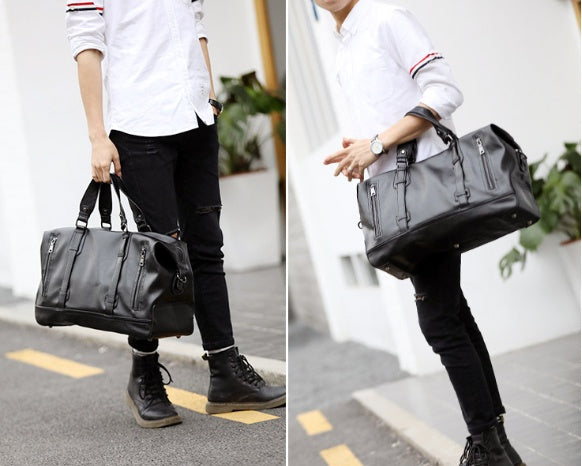 Large-capacity business handbag leather travel bag gym bag fashion men short-distance travel bag men