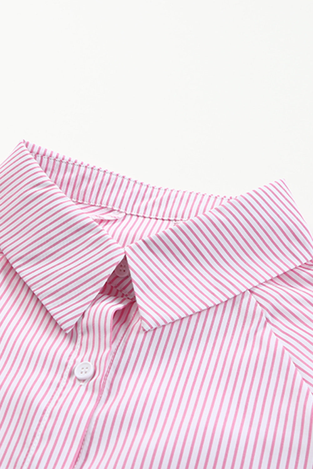 Light Blue Casual Striped Shirred Cuffs Shirt