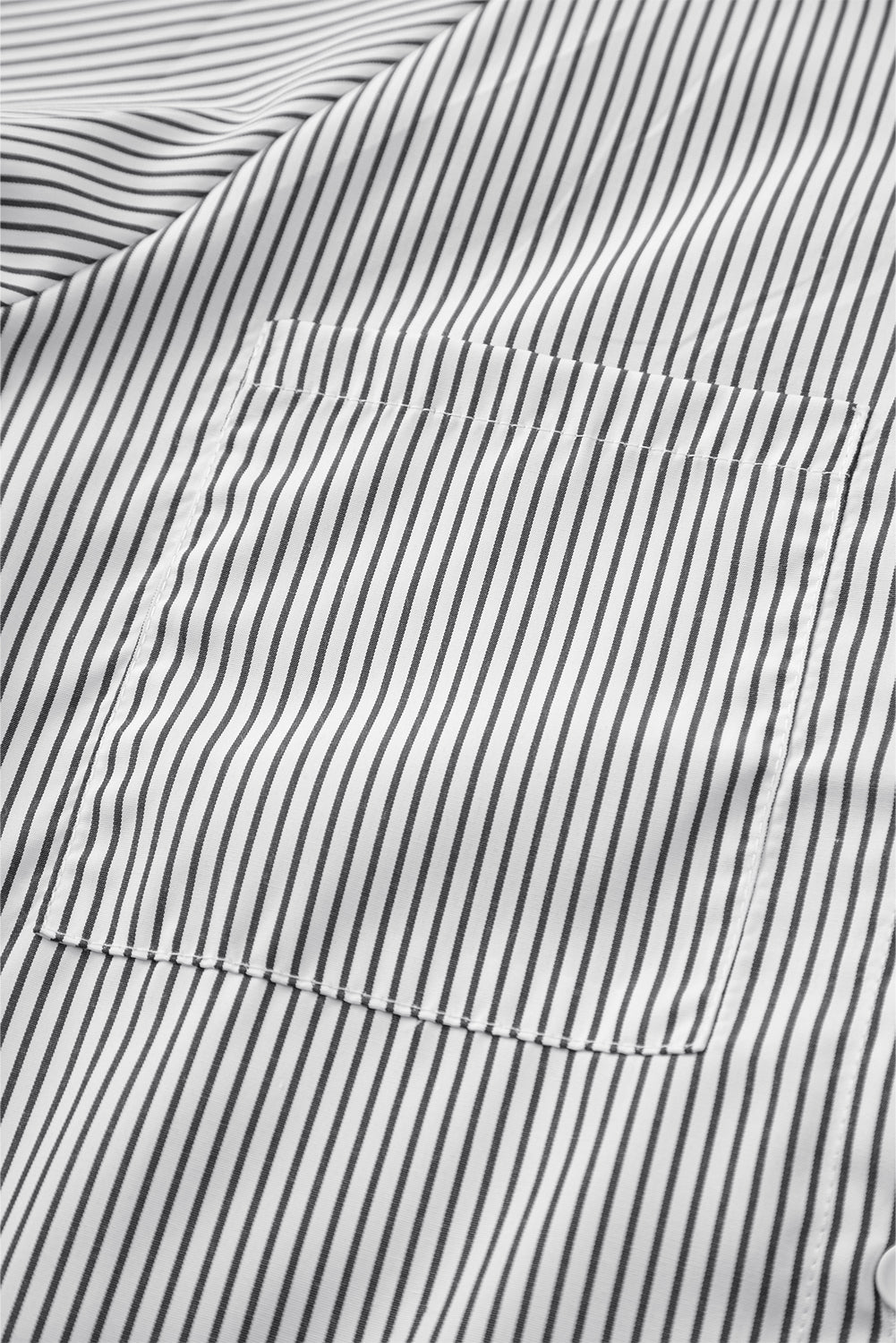 Light Blue Casual Striped Shirred Cuffs Shirt
