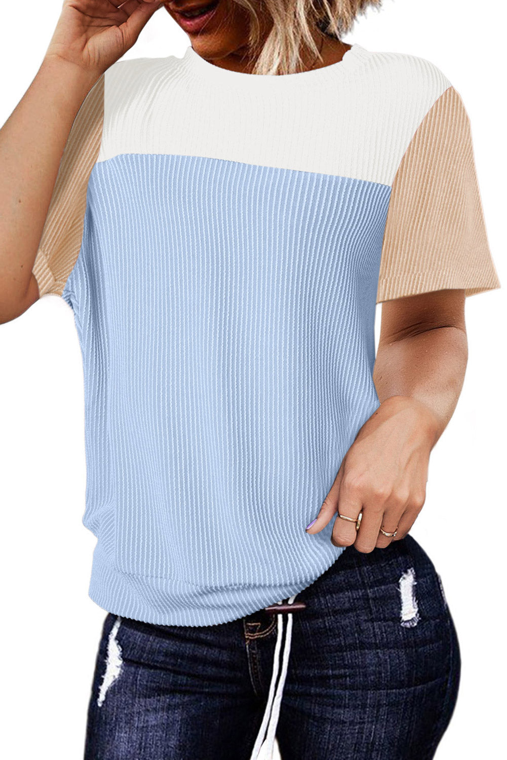 Skobeloff Rib Textured Colorblock T Shirt