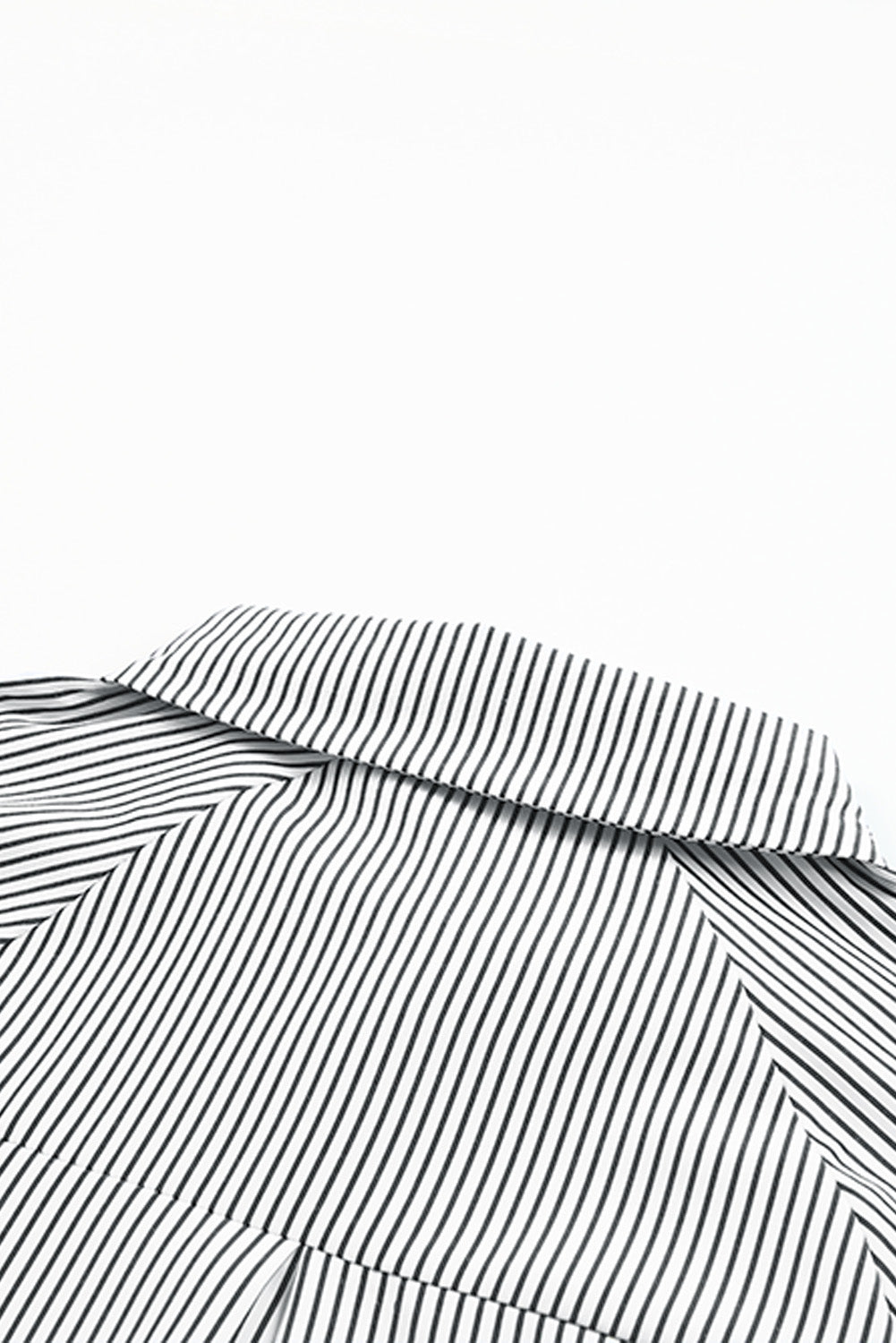 Light Blue Casual Striped Shirred Cuffs Shirt