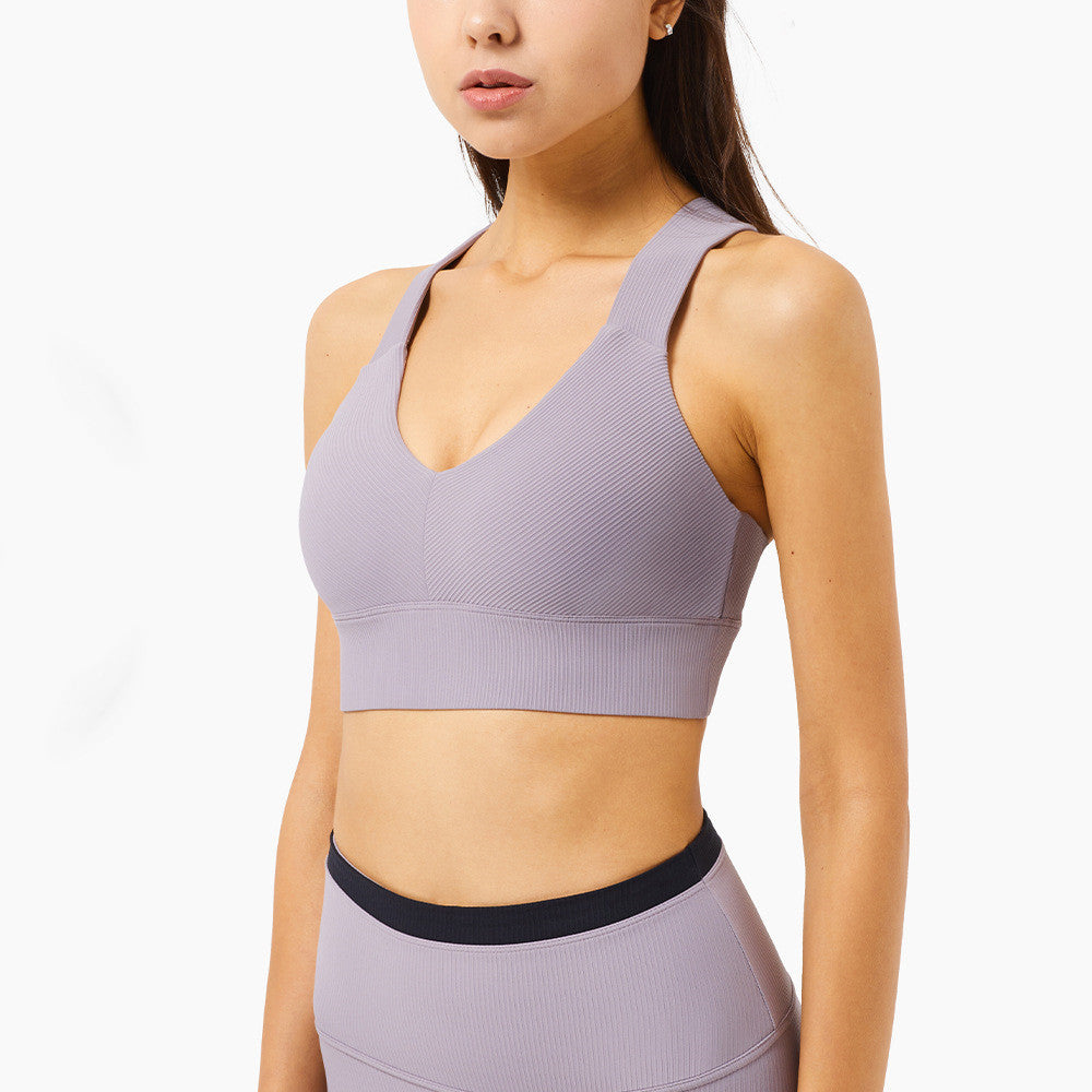 Ribbed Antibacterial European And American Yoga Bra Women
