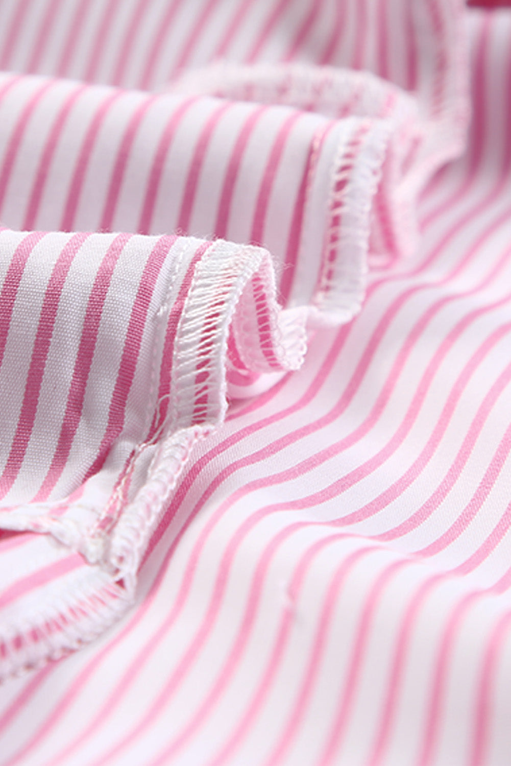 Light Blue Casual Striped Shirred Cuffs Shirt
