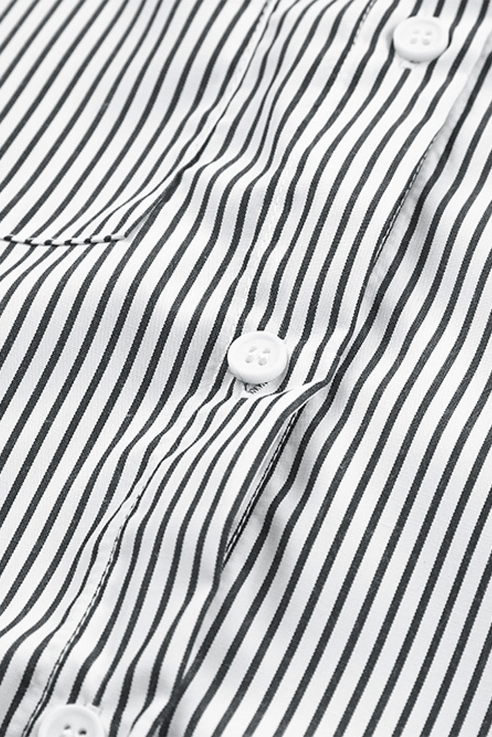 Light Blue Casual Striped Shirred Cuffs Shirt