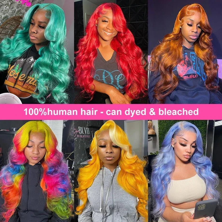 613 Blonde Colored Body Wave Full Frontal HD Transparent 13x4 13x6 Lace Human Hair Wigs Lace Front Wigs For Women 40 46 Inches
