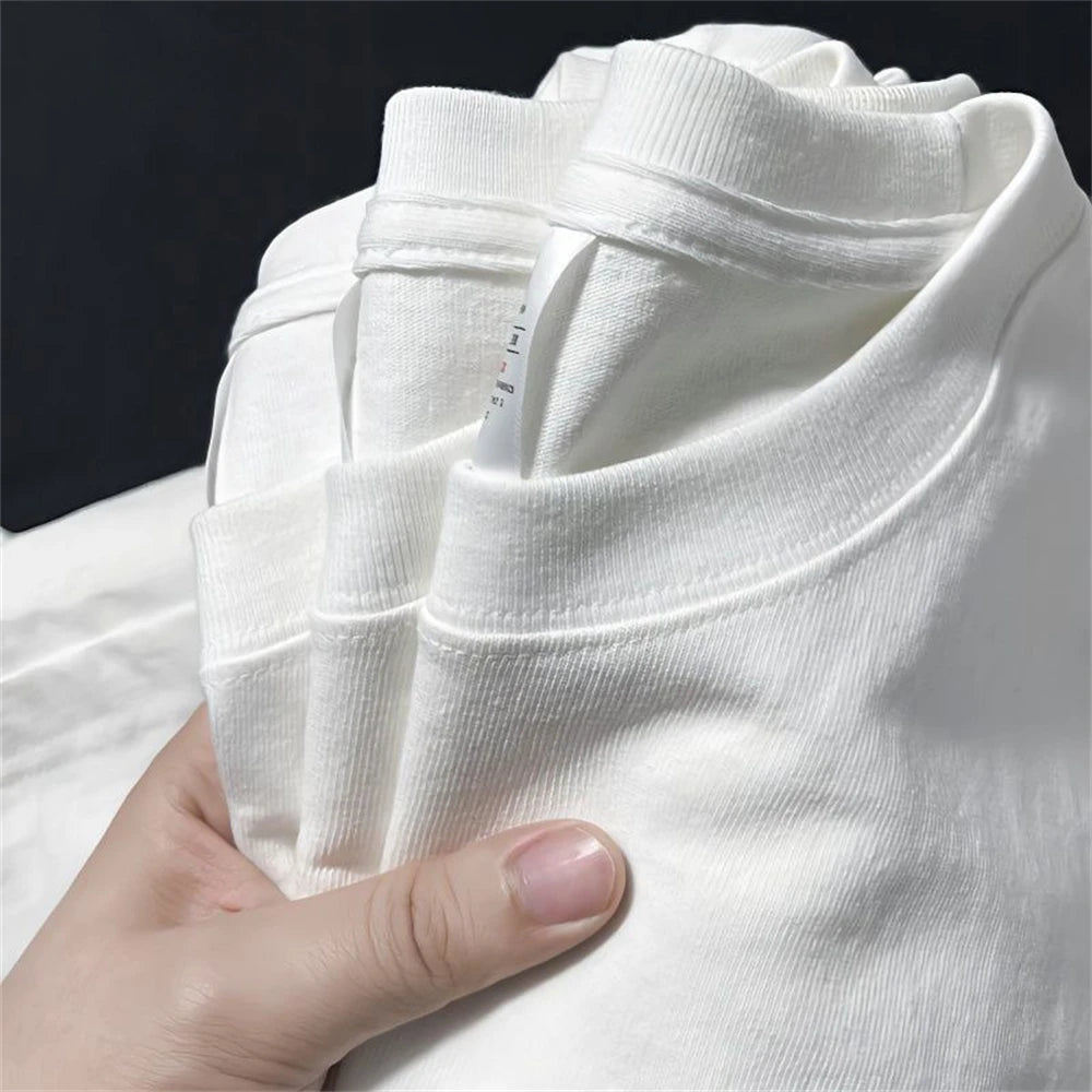 Men T Shirt Summer Cotton Tops Women Solid Color Blank O-neck Round Collar Short-Sleeve Couple White Top Tees