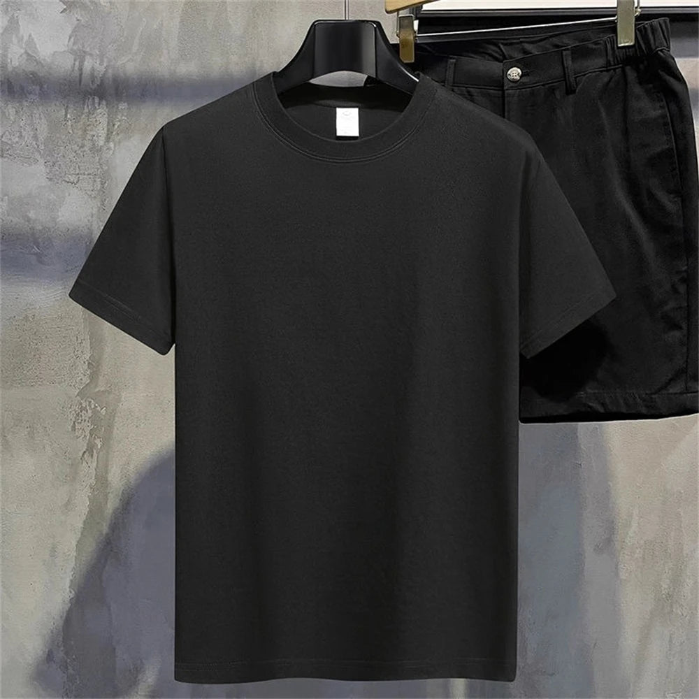 Men T Shirt Summer Cotton Tops Women Solid Color Blank O-neck Round Collar Short-Sleeve Couple White Top Tees