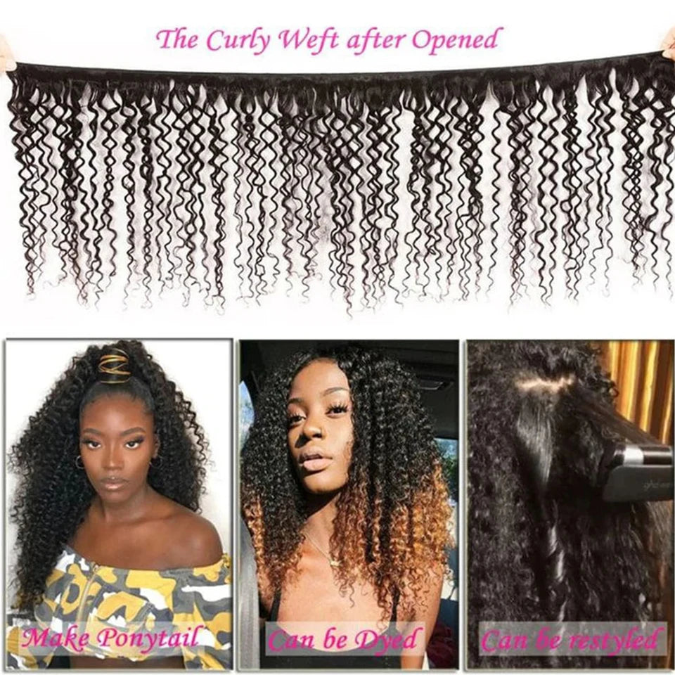 Indian Kinky Curly Bundles Human Hair Weaving Natural Color 1//3/4 Bundles Deal Jerry Curly Human Hair Extensions