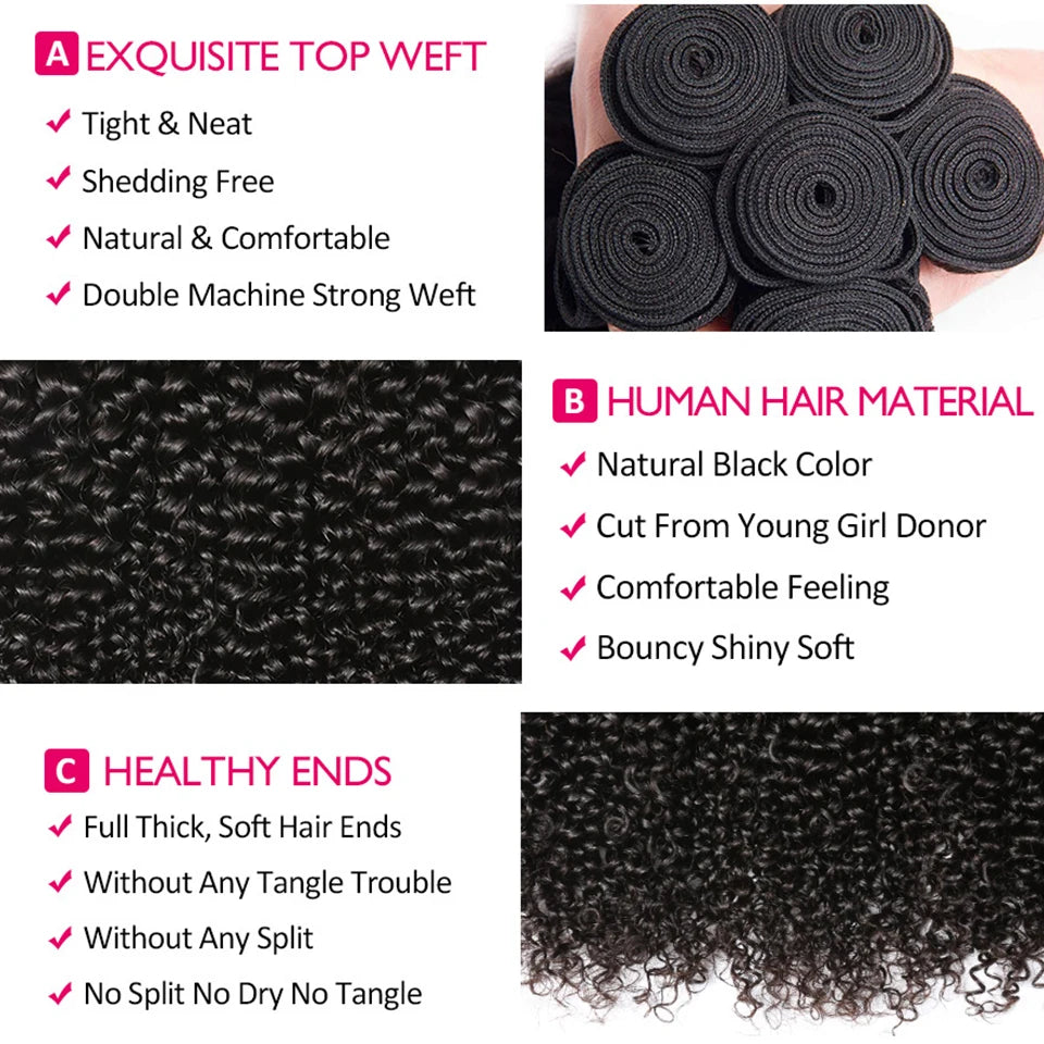 Indian Kinky Curly Bundles Human Hair Weaving Natural Color 1//3/4 Bundles Deal Jerry Curly Human Hair Extensions