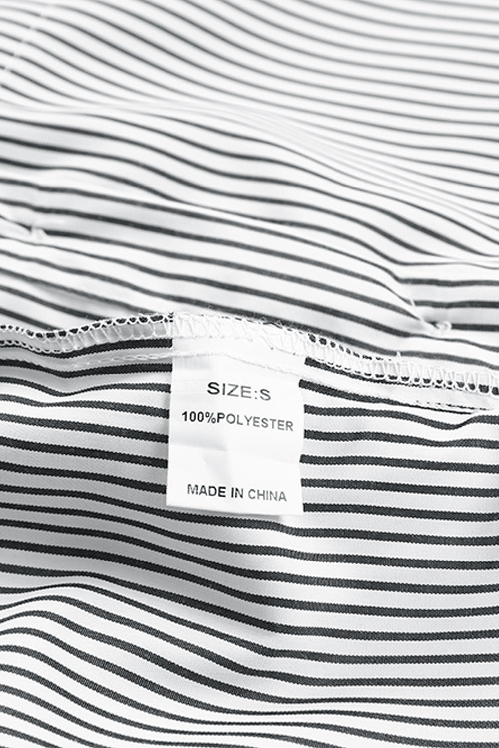 Light Blue Casual Striped Shirred Cuffs Shirt