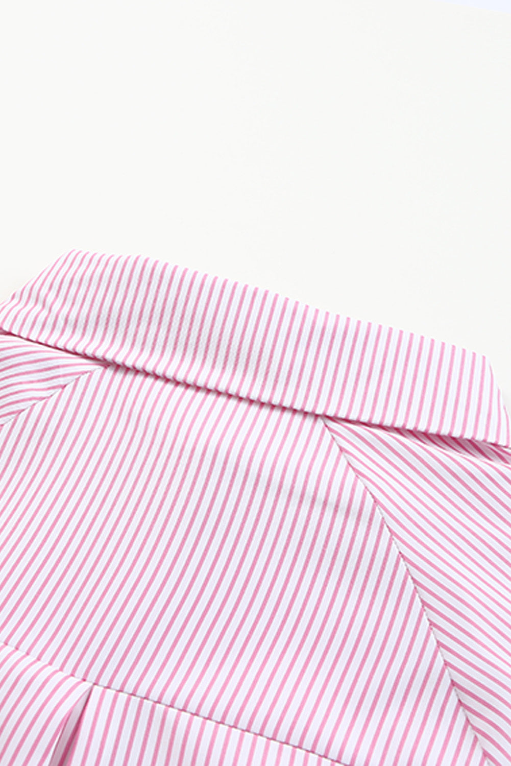 Light Blue Casual Striped Shirred Cuffs Shirt