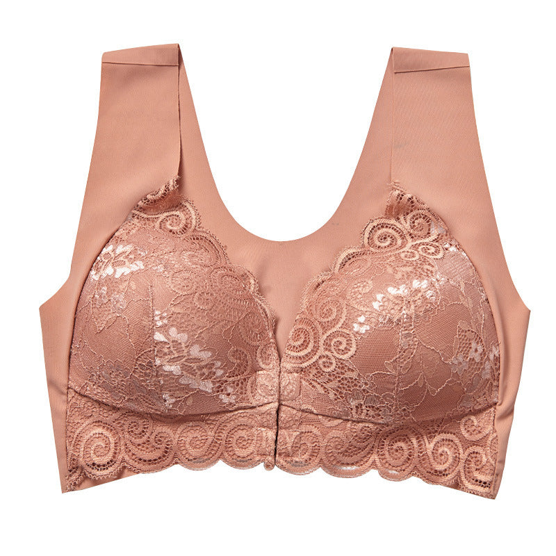 Comfortable Plus Size Backless Bra Lace Push Up Front Closure Bra
