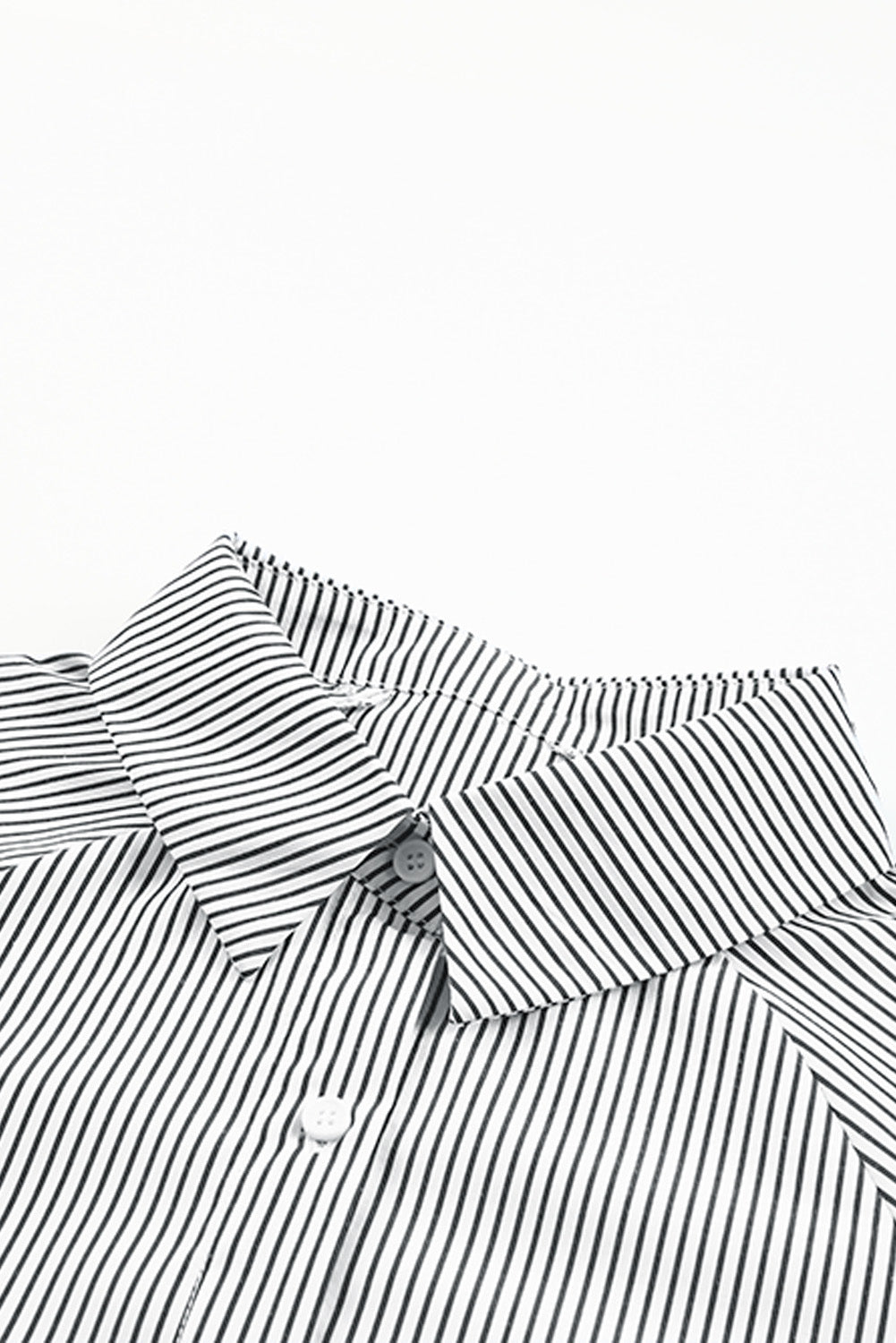 Light Blue Casual Striped Shirred Cuffs Shirt