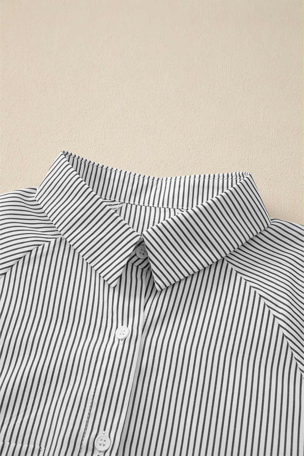 Light Blue Casual Striped Shirred Cuffs Shirt