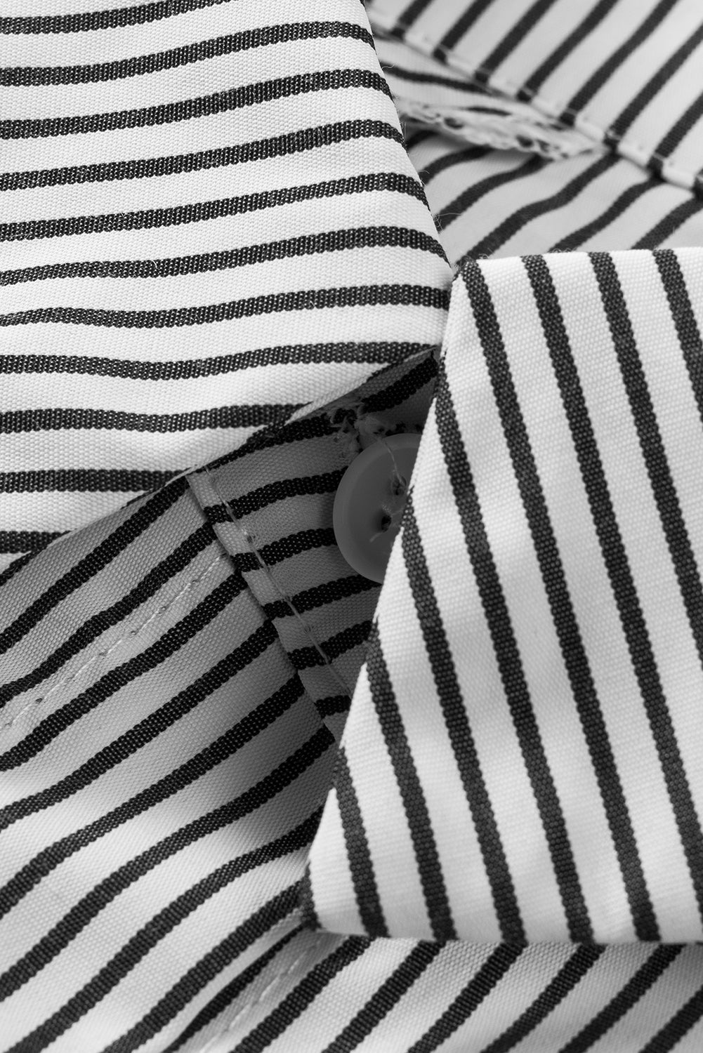 Light Blue Casual Striped Shirred Cuffs Shirt