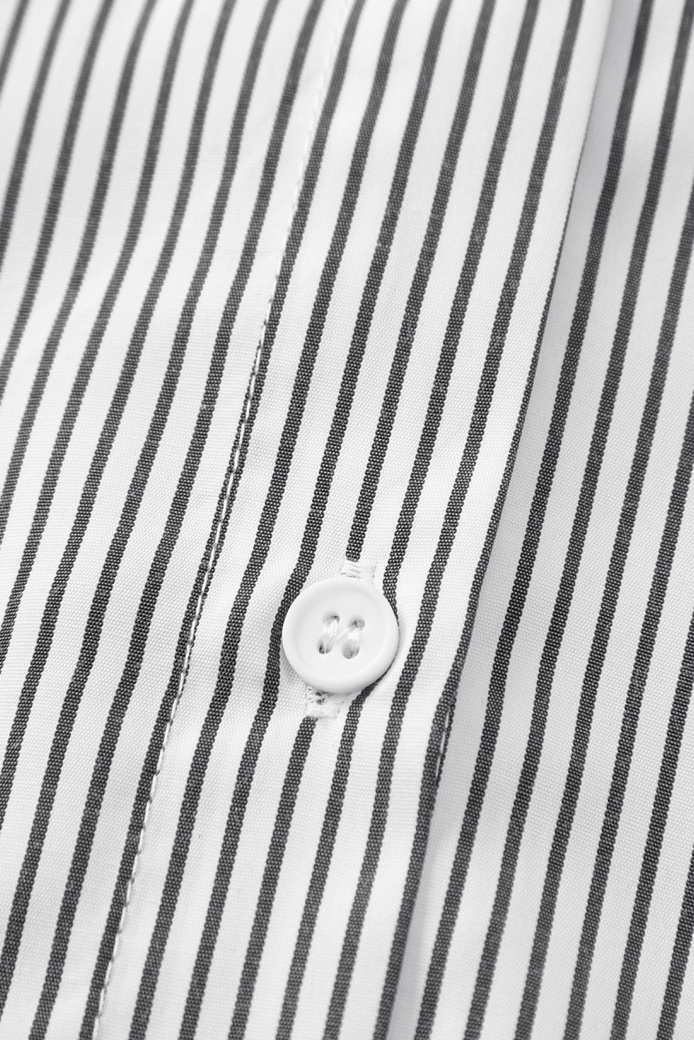 Light Blue Casual Striped Shirred Cuffs Shirt