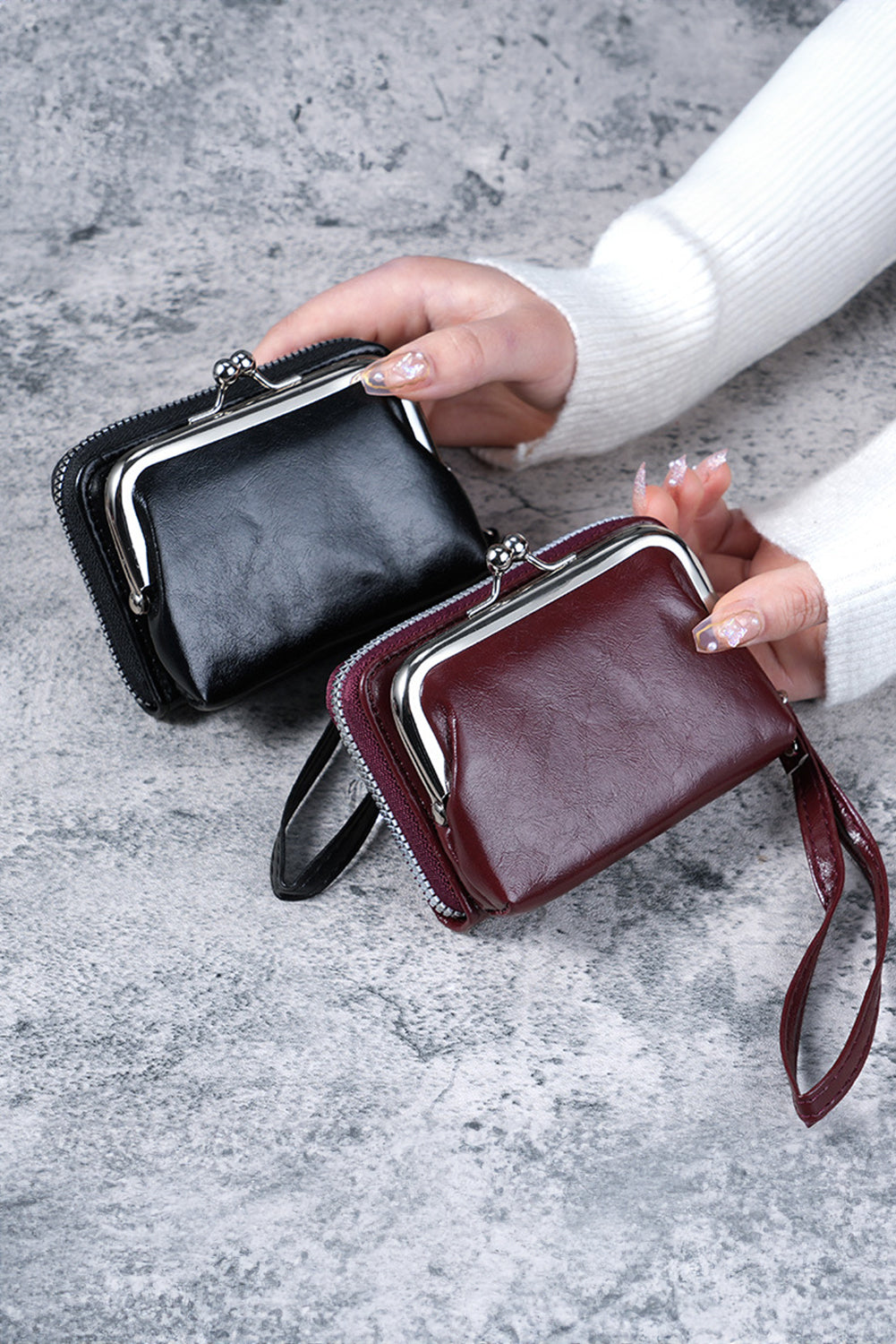 Chestnut Minimalist Wristlet PU Leather Coin Purse
