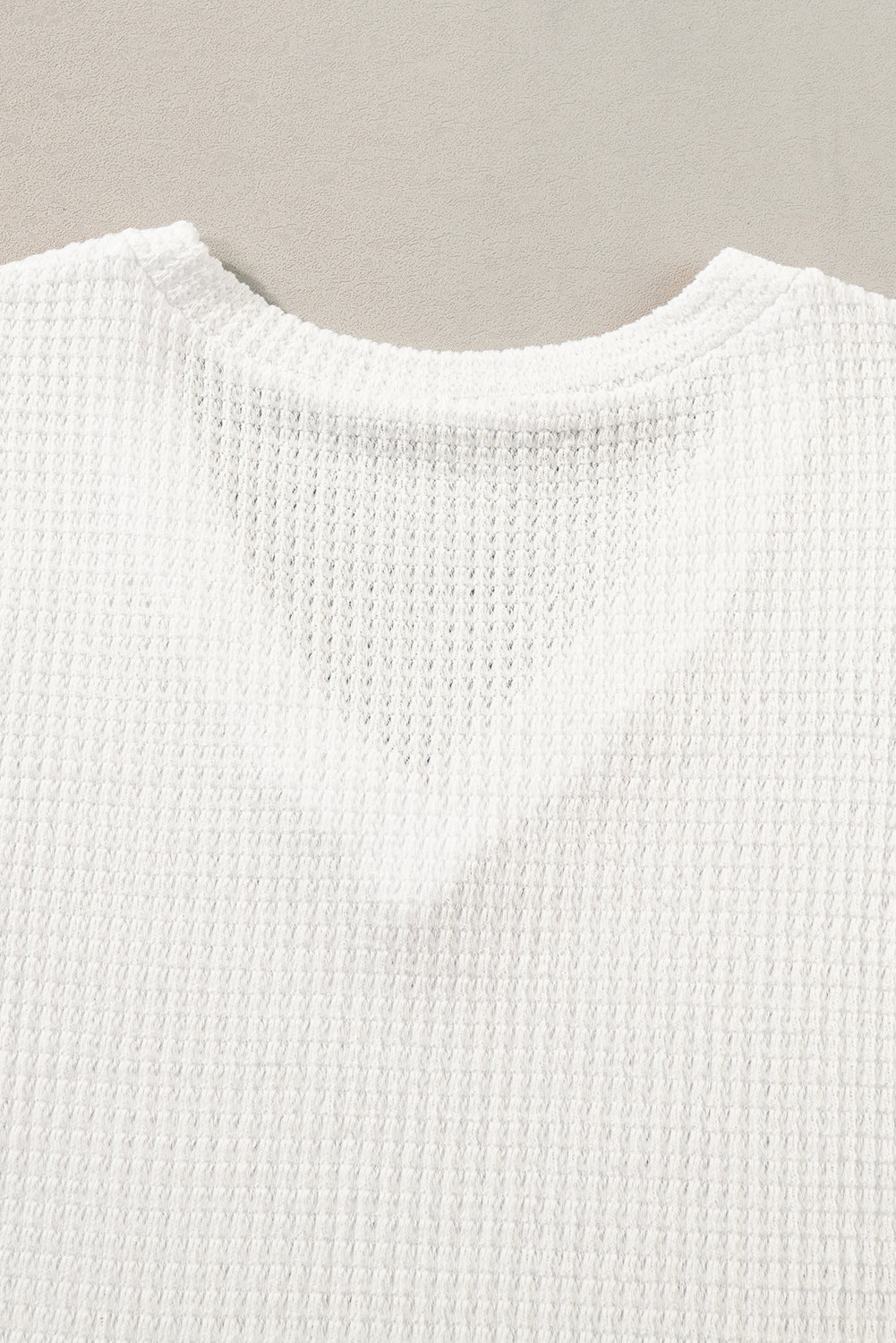 Camel Tulip Sleeve Waffle Knit V Neck T-Shirt