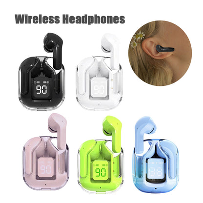 Mini Transparent Wireless Bluetooth Headset Digital Display ENC Noise Reduction True Wireless Sports Music