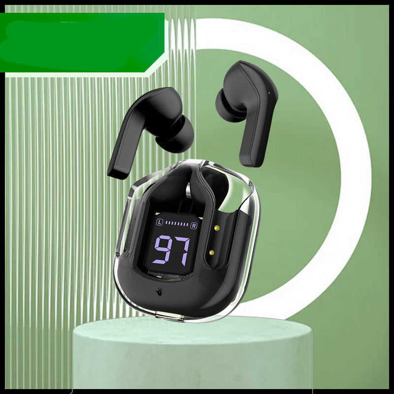 Mini Transparent Wireless Bluetooth Headset Digital Display ENC Noise Reduction True Wireless Sports Music