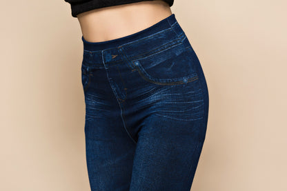 Women Leggings Plus size Faux Denim Jeans Leggings