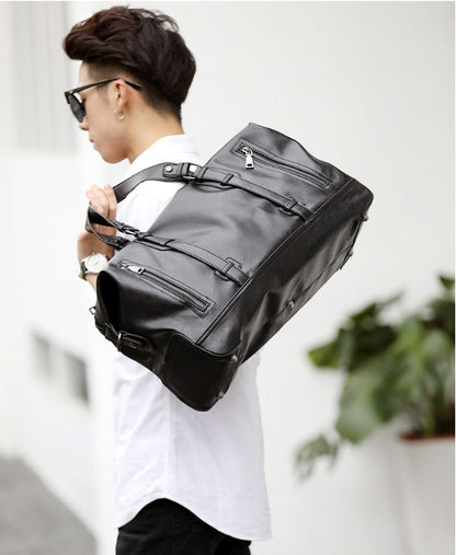 Large-capacity business handbag leather travel bag gym bag fashion men short-distance travel bag men
