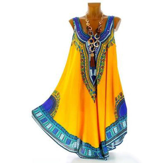 Summer Ethnic Style Loose Large Size Printed Dress