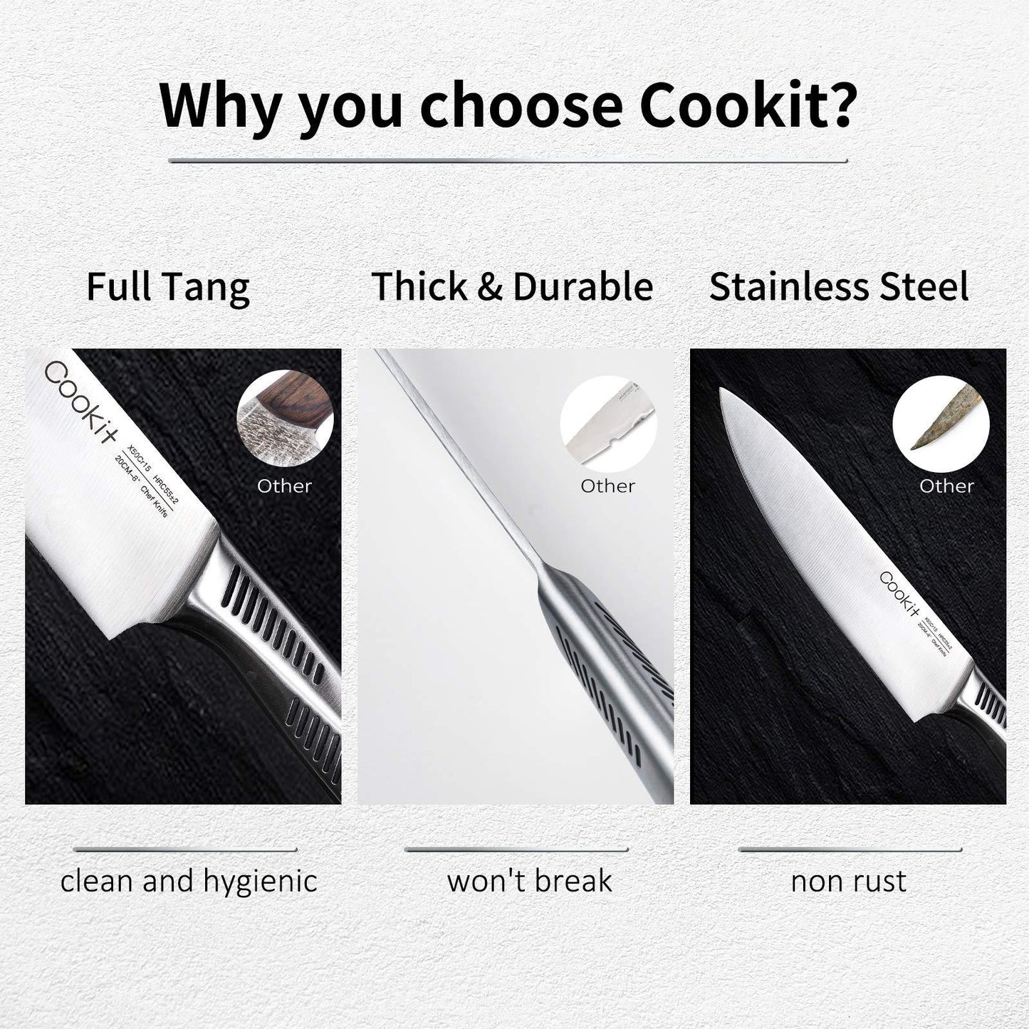 Kitchen Knife Set, 15 Piece Knife Sets with Block, Chef Knives with Non-Slip German Stainless Steel Hollow Handle Cutlery Set with Multifunctional Scissors Knife Sharpener   Platform Banned