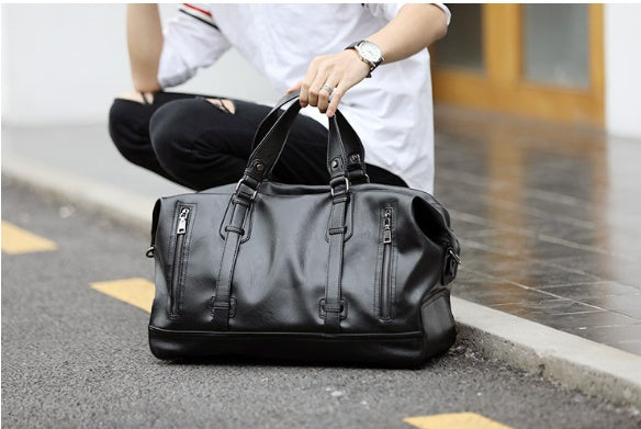 Large-capacity business handbag leather travel bag gym bag fashion men short-distance travel bag men