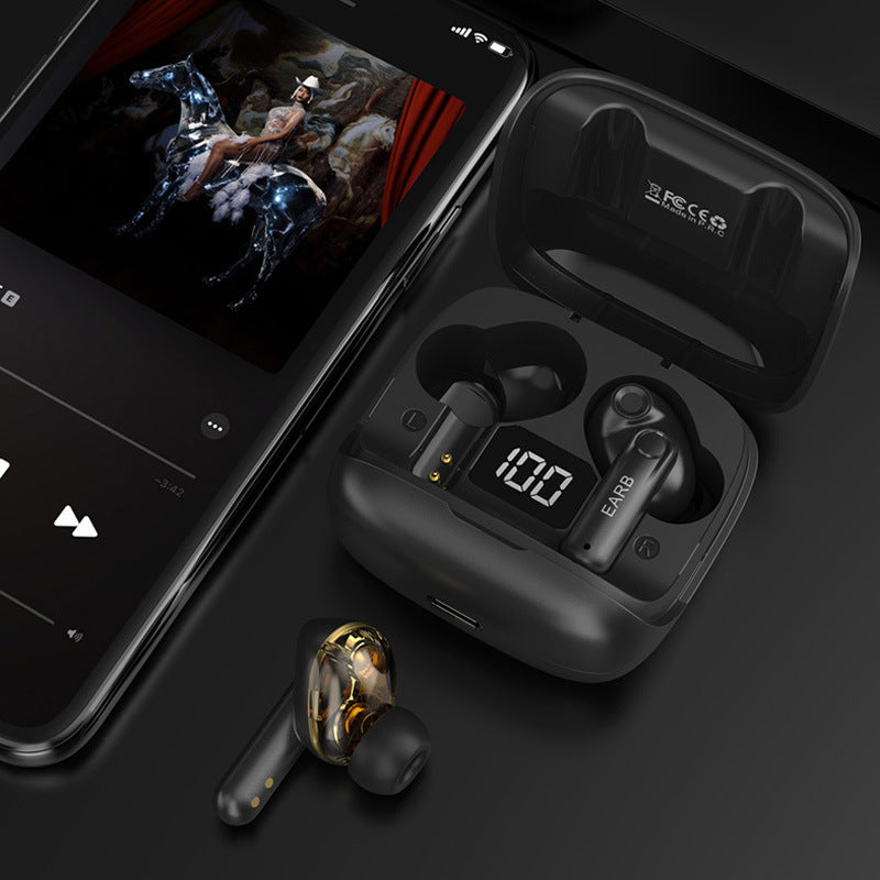 Mini Transparent Wireless Bluetooth Headset Digital Display ENC Noise Reduction True Wireless Sports Music