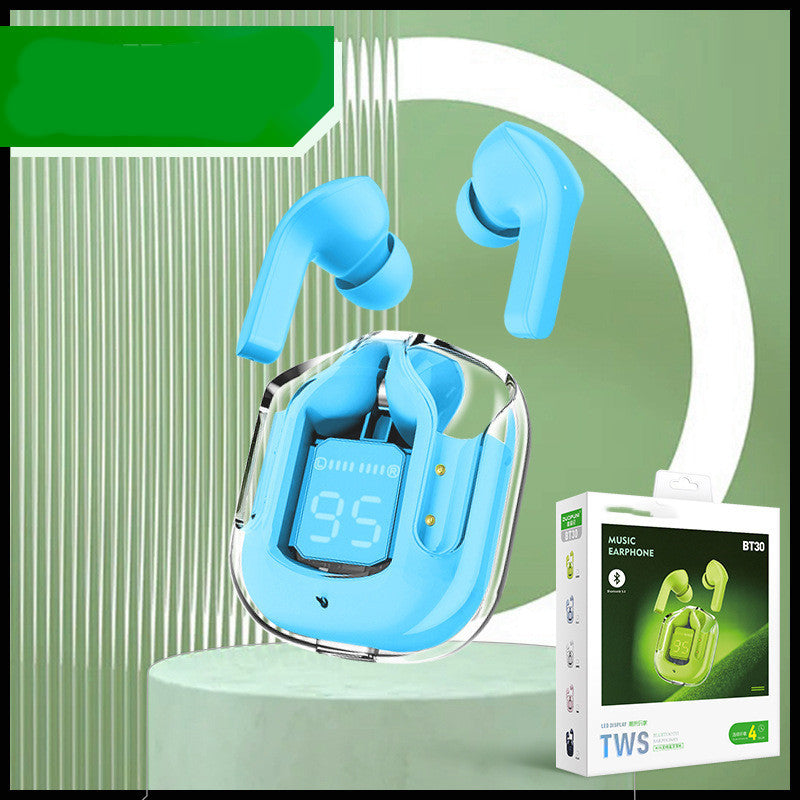Mini Transparent Wireless Bluetooth Headset Digital Display ENC Noise Reduction True Wireless Sports Music