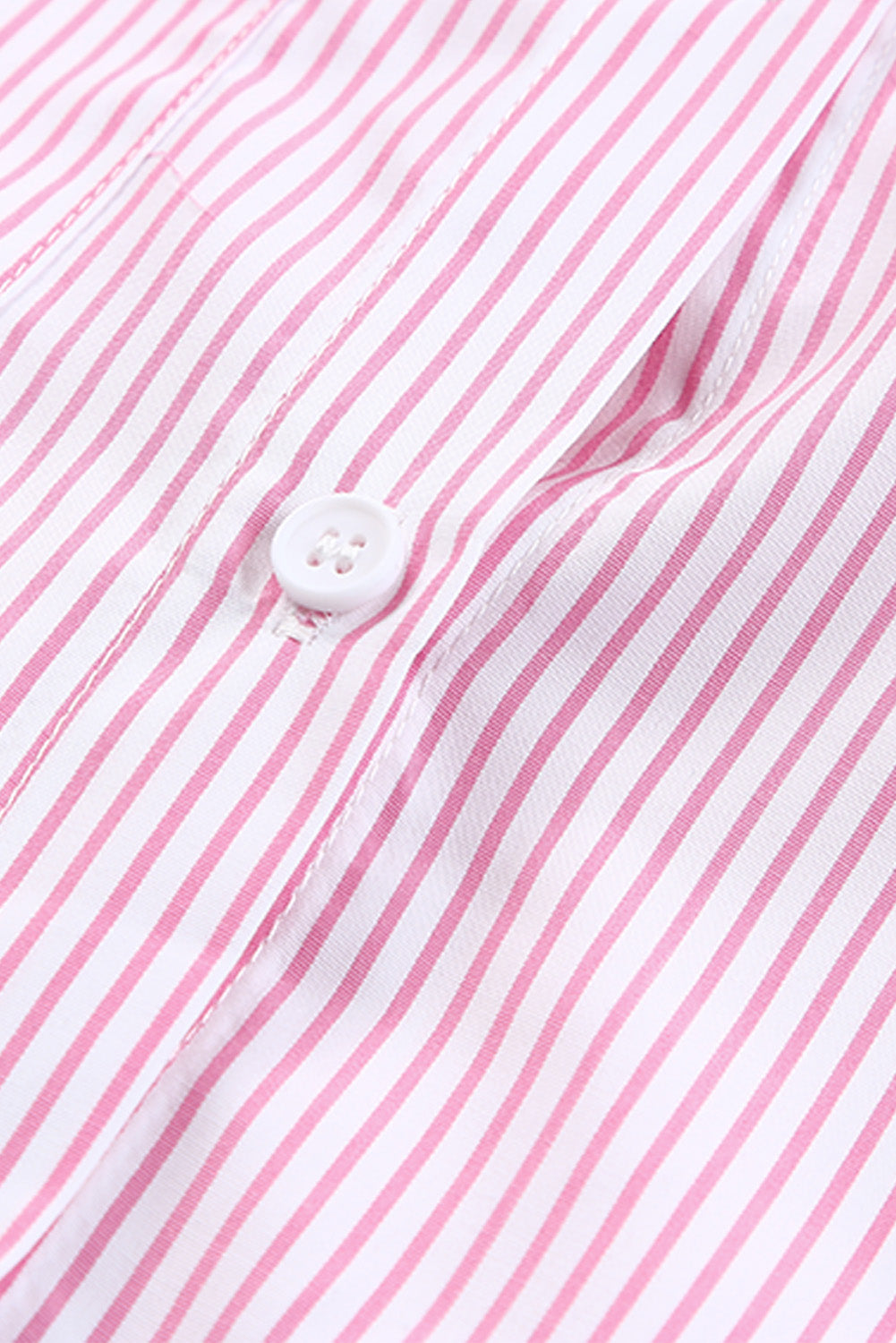 Light Blue Casual Striped Shirred Cuffs Shirt