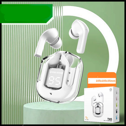 Mini Transparent Wireless Bluetooth Headset Digital Display ENC Noise Reduction True Wireless Sports Music