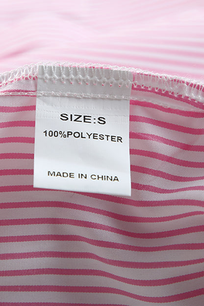 Light Blue Casual Striped Shirred Cuffs Shirt