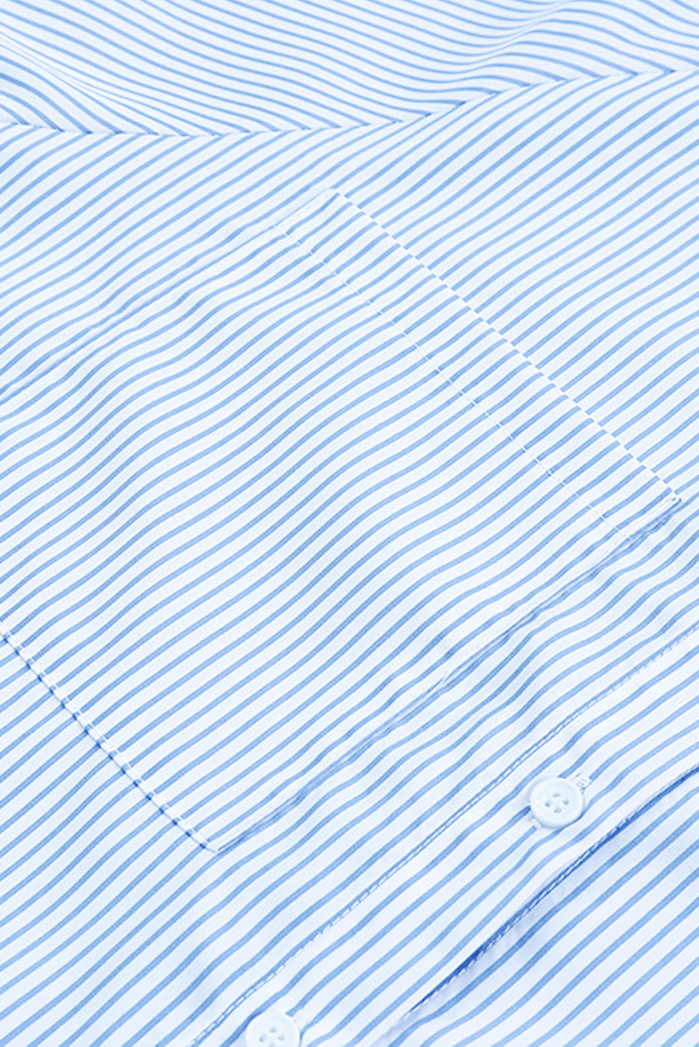 Light Blue Casual Striped Shirred Cuffs Shirt