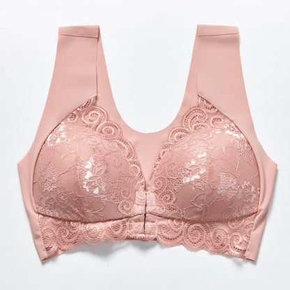 Comfortable Plus Size Backless Bra Lace Push Up Front Closure Bra