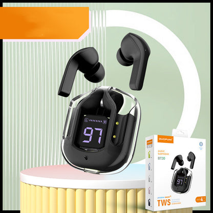 Mini Transparent Wireless Bluetooth Headset Digital Display ENC Noise Reduction True Wireless Sports Music