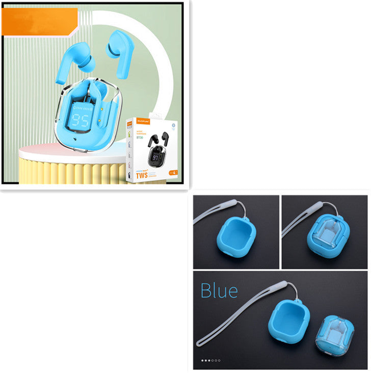 Mini Transparent Wireless Bluetooth Headset Digital Display ENC Noise Reduction True Wireless Sports Music