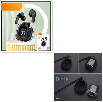 Mini Transparent Wireless Bluetooth Headset Digital Display ENC Noise Reduction True Wireless Sports Music