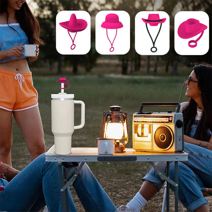 Style Straw Covers Cap Novelty Sturdy Straw Toppers Reusable Cowboy Hat Shaped For Camping Home Hiking Picnic Kitchen