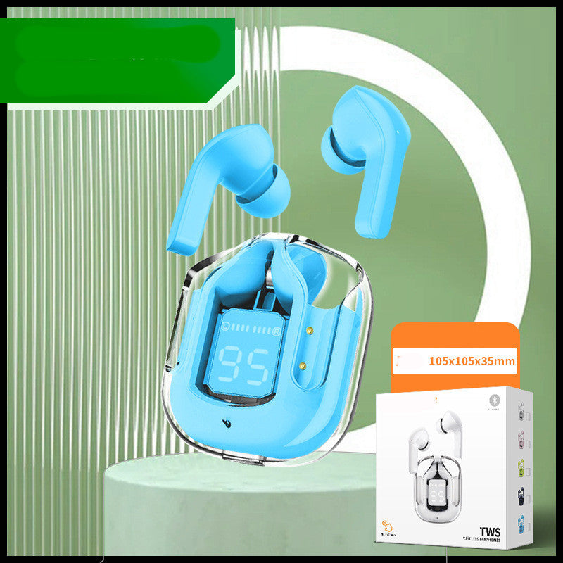 Mini Transparent Wireless Bluetooth Headset Digital Display ENC Noise Reduction True Wireless Sports Music