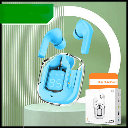 Mini Transparent Wireless Bluetooth Headset Digital Display ENC Noise Reduction True Wireless Sports Music