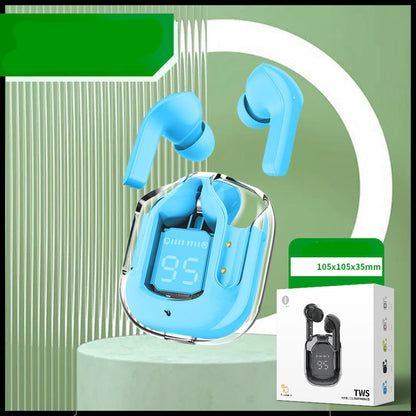 Mini Transparent Wireless Bluetooth Headset Digital Display ENC Noise Reduction True Wireless Sports Music