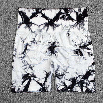 Tie-Dye Yoga Shorts for Women High Elastic Gym Shorts Push Up Sports Shorts Running Workout Fitness Women Short Sports Leggings