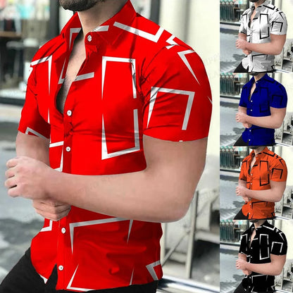Geometric 3d Print Beach Shirts Short Sleeve Hawaiian Shirts Men's Blouses Graphic Shirt Cuba Camisa Men's Clothing
