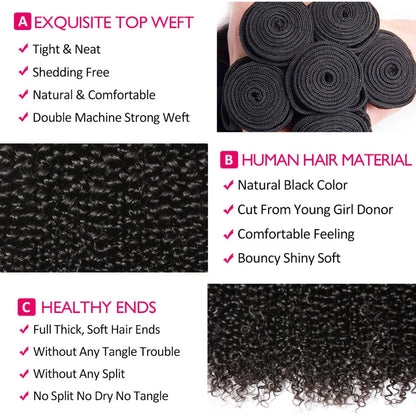 Indian Kinky Curly Bundles Human Hair Weaving Natural Color 1//3/4 Bundles Deal  Jerry Curly Human Hair Extensions