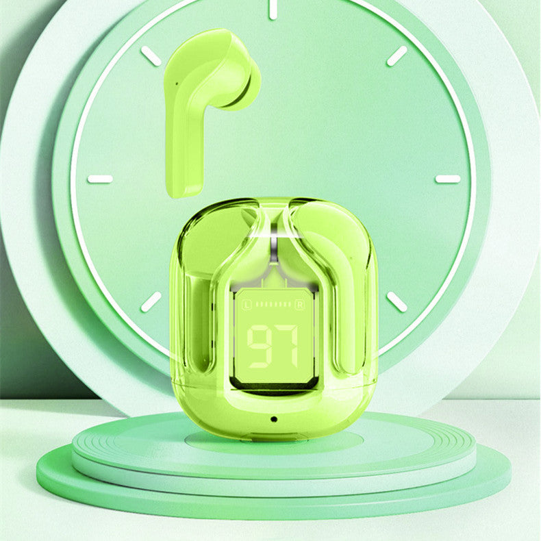 Mini Transparent Wireless Bluetooth Headset Digital Display ENC Noise Reduction True Wireless Sports Music